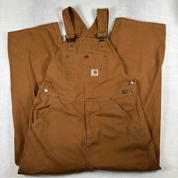Carhartt bib overalls Work tan brown duck 14 kids boys ox8603-b pants coverall - Picture 2 of 10